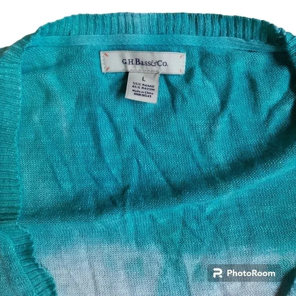 G.H. Bass & Co. Womend Knit Cardigan Sweater Blue Green Tie Dye Size L - Picture 3 of 4